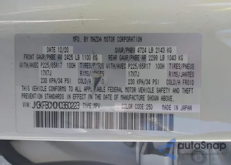 2021 Mazda Cx-5 Touring from USA, damaged, VIN JM3KFBCM0M0360223